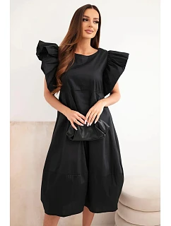Dámské bavlněné šaty s model 22170751 rukávem černá - K-Fashion