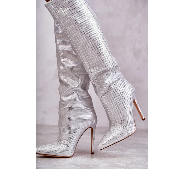 Modne Kozaki Na Szpilce Z Cyrkoniami Srebrne Lovisa