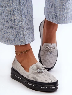 Lesklé Dámské Kozačky Kůže Na Platformě  Stříbrné model 21660111 - S.Barski