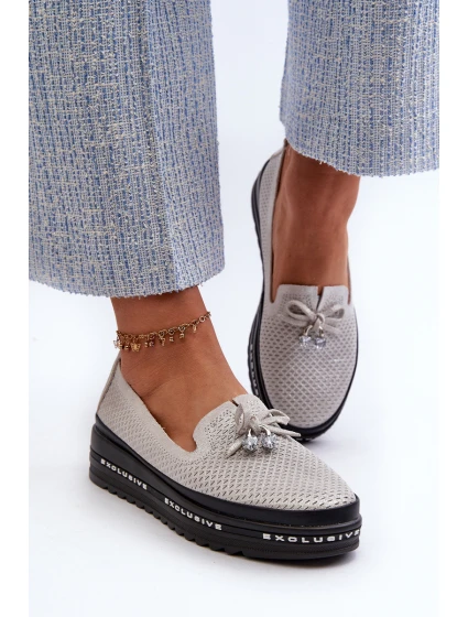 Lesklé Dámské Kozačky Kůže Na Platformě  Stříbrné model 21660111 - S.Barski