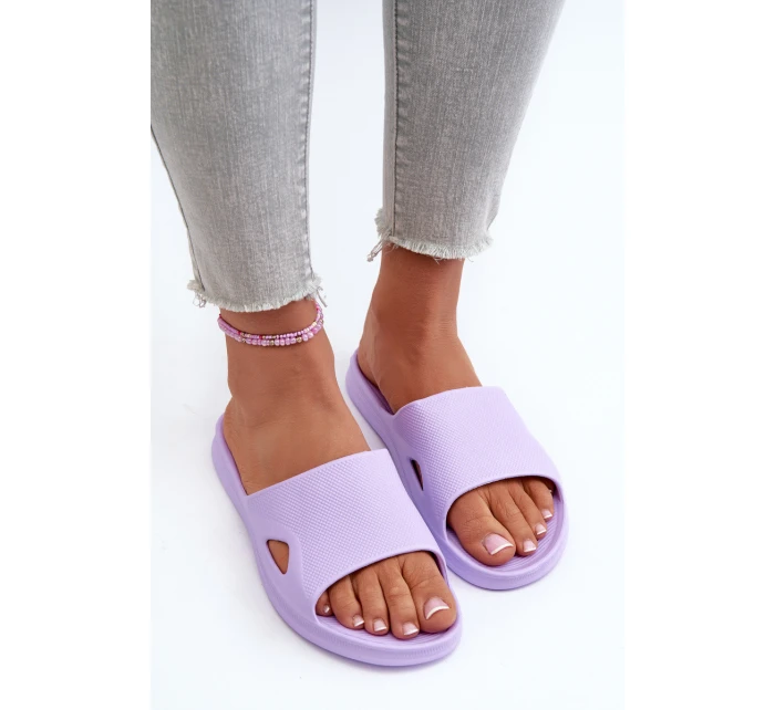 Klasyczne Klapki Damskie Fioletowe Juniria