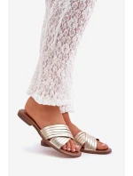 Kožené dámské pantofle Lewski Shoes model 21682360 zlaté - Boto