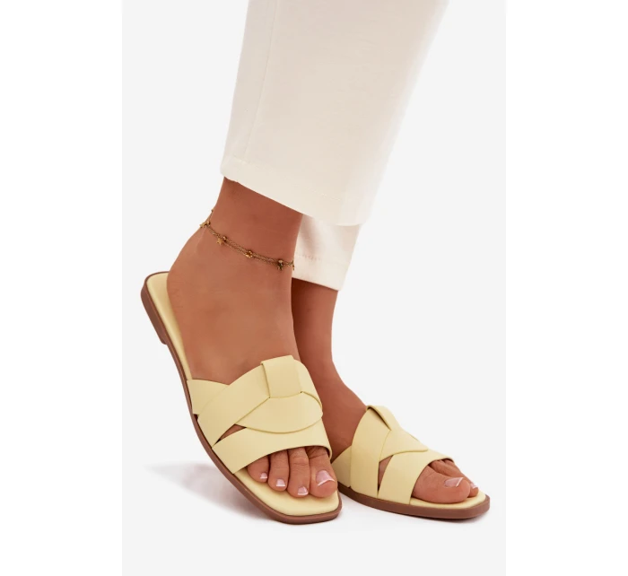 Dámské ploché pantofle s pásky žluté Marissae