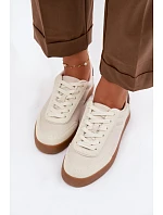 Dámské tenisky z eko kůže Big Star model 22064196 světle béžové - Big Star Shoes Dámské tenisky z eko kůže Big Star model 22064196 světle béžové - Big Star Shoes