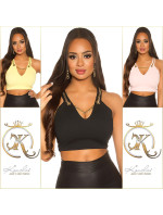 Sexy Crop V-Cut Top with necklace