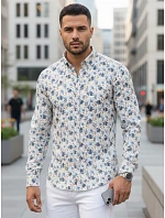 Pánska kvetinová biela košeľa FashionStreet DX2634