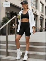 Dámske cyklistické šortky s vysokým pásom čierne FashionStreet SY0583 Dámske cyklistické šortky s vysokým pásom čierne FashionStreet SY0583