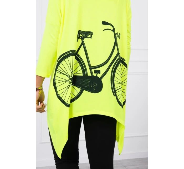 Mikina s potiskem kola žlutá neonová
