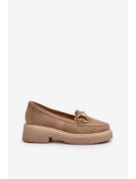 model 21652511 Semišové Dámské Mokasíny S Ozdobou Beige - Zazoo