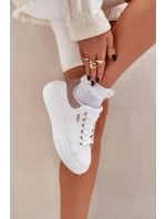 Sneakersy Damskie Na Platformie Eko Skóra Białe Lelandine Sneakersy Damskie Na Platformie Eko Skóra Białe Lelandine