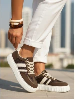 Dámske kožené tenisky na hrubej platforme hnedej farby FashionStreet ZY1392 Dámske kožené tenisky na hrubej platforme hnedej farby FashionStreet ZY1392