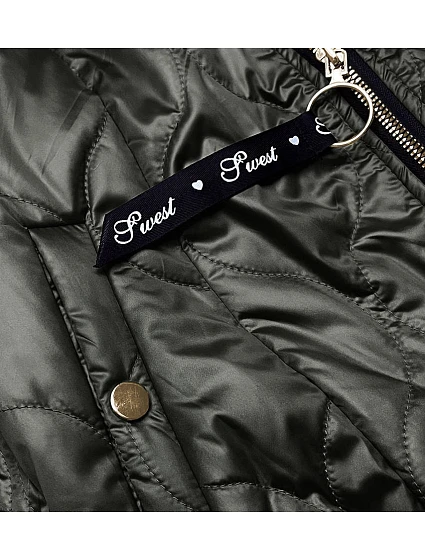 Krátká dámská bunda v khaki barvě se stojáčkem model 18026028 - S'WEST Krátká dámská bunda v khaki barvě se stojáčkem model 18026028 - S'WEST