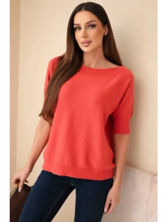 Dámsky viskózový sveter s krátkym rukávom malinová