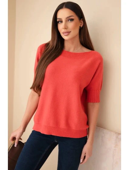 Dámsky viskózový sveter s krátkym rukávom malinová