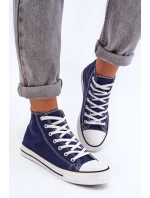 Damskie Trampki Klasyczne Wysokie Granatowe Remos Damskie Trampki Klasyczne Wysokie Granatowe Remos