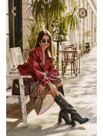 Skórzane Eleganckie Kozaki Do Kolana Na Obcasie Słupku Ocieplane D&A CR42-118 Czarne