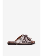 Dámské Pantofle Na Ploché Podešvi Grafitové model 21706046 - Boto