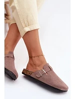 Dámské pantofle s přezkou tmavě béžové Lacey