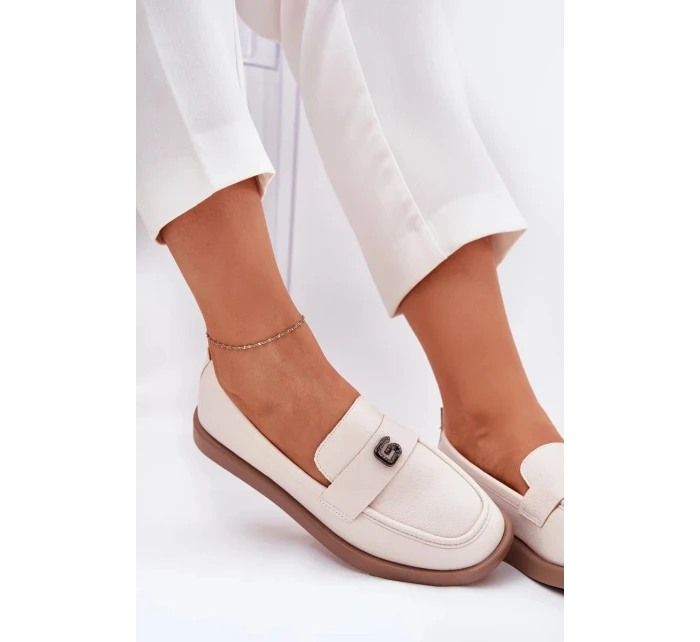 Dámske elegantné mokasíny s ozdobným detailom Vinceza - béžové
