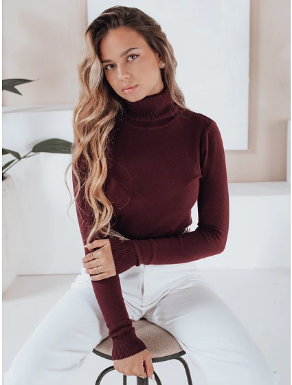 Dámský svetr s rolákem  tm. hnědý  model 22084617 - FashionStreet