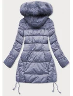 Dámska prešívaná zimná bunda s kapucňou vo farbe heather (7690)