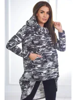 Mikina s dlhým chrbtom moro grey+black