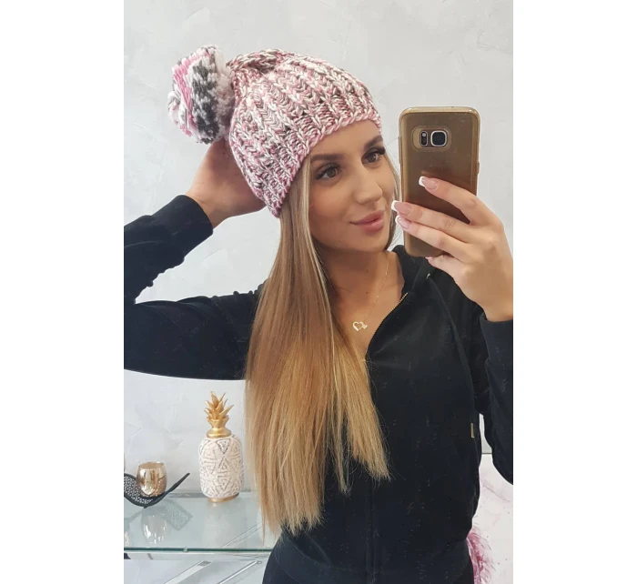 Dámska čiapka s brmbolcom Maria K335 púdrovo ružová