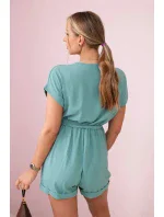 Krátký overal model 19780113 v pase tmavá máta - K-Fashion
