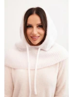 Dámska čiapka s kapucňou s pleteným vzorom biela