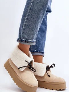 Sněhule na platformě s kožešinou světle béžové model 21644734 - Boto