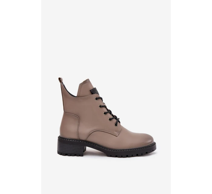 Ocieplane Botki Damskie Na Klocku Vinceza 58609 Szare