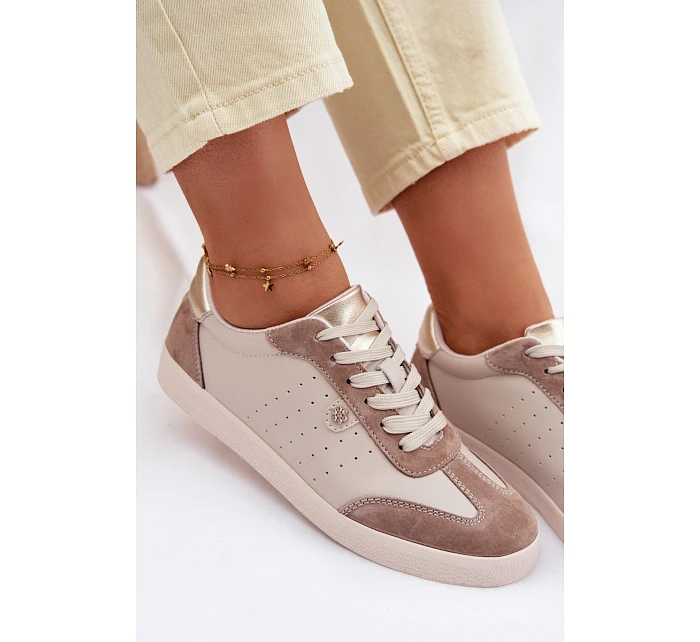 Dámské tenisky z přírodní kůže LR61-7091 Béžové