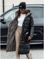 Dámska dlhá prešívaná bunda VELVETTI s kapucňou obojstranná čierna FashionStreet TY4654