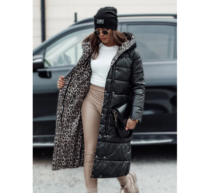 Dámska dlhá prešívaná bunda VELVETTI s kapucňou obojstranná čierna FashionStreet TY4654