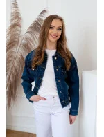 Tmavo modrá dámska džínsová netopierie bunda (5668-K)