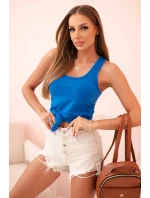 Dámská tílko z bavlny s kulatým výstřihem modrá Dámská tílko z bavlny s kulatým výstřihem modrá