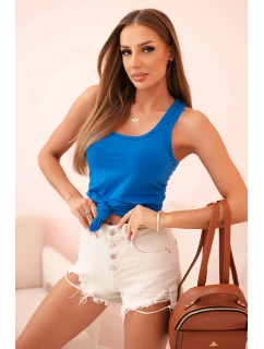 Dámská tílko z bavlny s kulatým výstřihem modrá