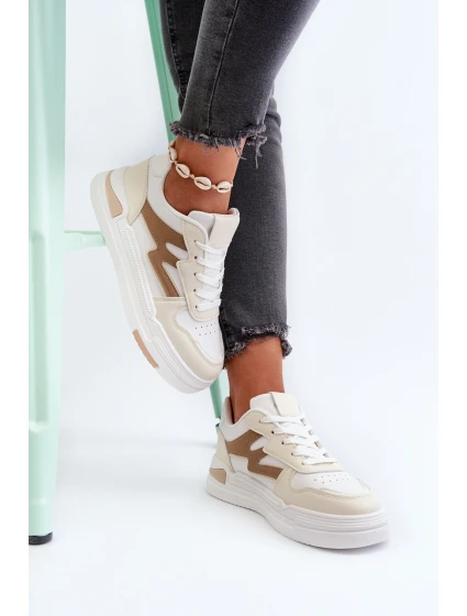 Sneakersy Damskie Na Platformie Z Eko Skóry Beżowe Lynnette Sneakersy Damskie Na Platformie Z Eko Skóry Beżowe Lynnette