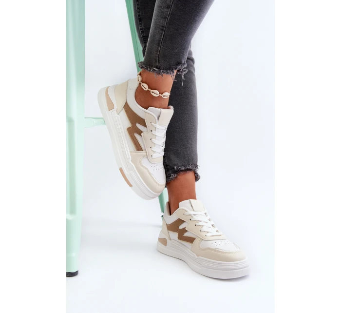 Sneakersy Damskie Na Platformie Z Eko Skóry Beżowe Lynnette Sneakersy Damskie Na Platformie Z Eko Skóry Beżowe Lynnette