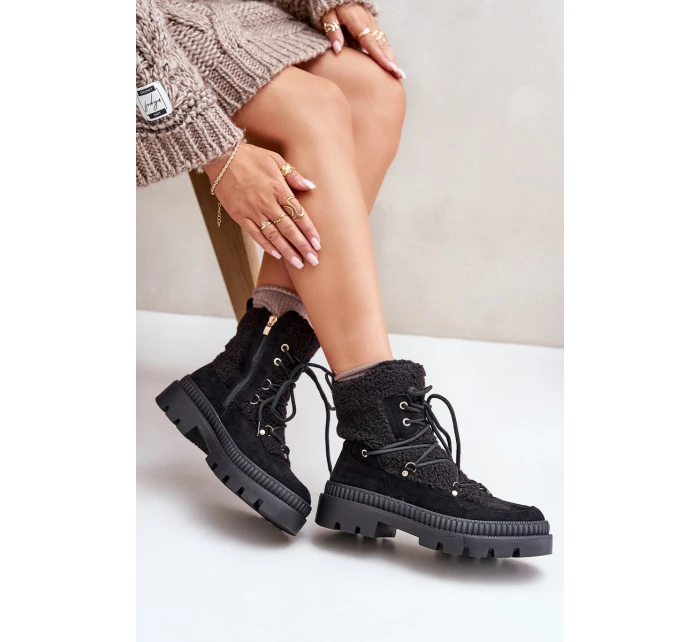 Botki Z Futerkiem Typu Baranek Czarne Merilana