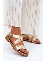 Dámské ploché sandály s pásky zlaté model 21696940 - EVENTO Dámské ploché sandály s pásky zlaté model 21696940 - EVENTO