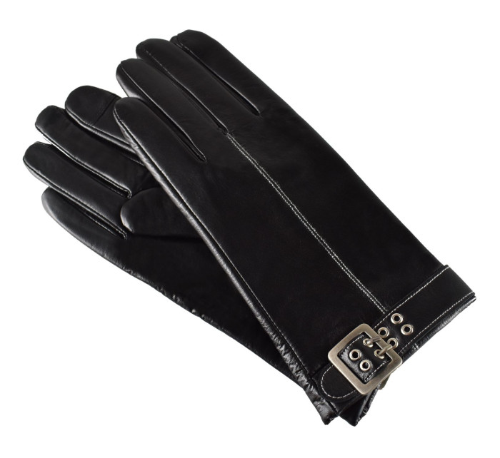 Semiline Dámske kožené antibakteriálne rukavice P8210 Black