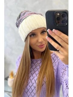 Dámska čiapka Feba K330 ecru+violet
