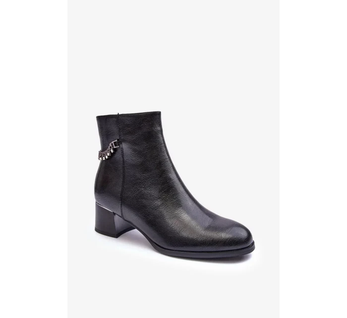 Dámske členkové topánky s nízkym podpätkom JC101P Black - Seastar