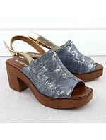 Dámske sandále na podpätku denim gold M.Daszynski MR23126-7