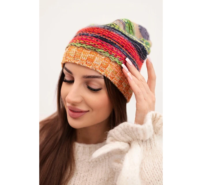 Čiapka s fleecom Krystyna K207 neónovo zelená + oranžová