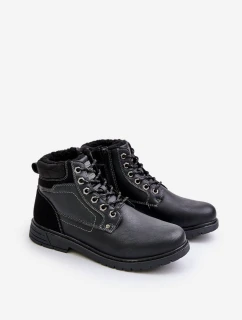 Ocieplane Trapery Męskie Z Eko Skóry Czarne Venredia