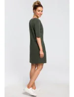 M422 Šaty so spadnutým pásom a mašľou - vojensky zelené M422 Šaty so spadnutým pásom a mašľou - vojensky zelené