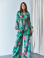 Súprava blúzky a širokých nohavíc zelená (8175)