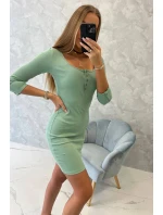 Šaty s knoflíkovým výstřihem tmavě mátové